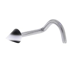 Black White Striped Cone Nose Ring