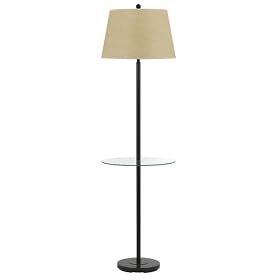Dark Bronze Finish Floor Lamp with Glass Tray Table