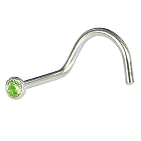 Austrian Crystal PERIDOT Screw Nose Ring