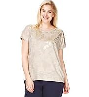 Plus Foil Leaf Print T-Shirt