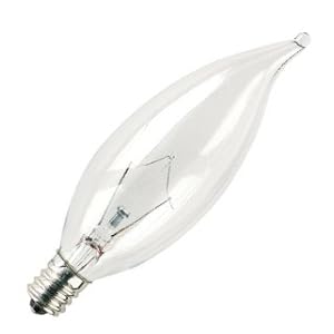 Bulbrite KR10CFC 25 10W Krystal Touch Flame Tip Chandelier Bulb (CA8), Candelabra Base
