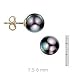 14k Gold, 7.5-8mm Round Cultured Black Pearl Stud Earring