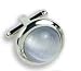 Cufflinks - Light Cats Eye in Round Silver Setting
