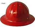 Skull Bucket Aluminum Full Brim Hard Hats with Ratchet Suspension - Red
