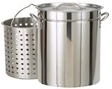 Bayou Classic 1124 24-Qt. Fryer- Steamer with Lid and Basket - Stainless