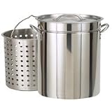 Bayou Classic 1124 24-Qt. Fryer- Steamer with Lid and Basket - Stainless by Bayou Classic