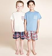 2 Pack Younger Boys Autograph Pure Cotton Checked Short Pyjamas