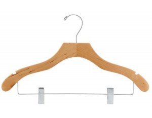 Wooden Wavy Combo Hangers Natural Finish Box of 50