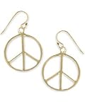 Gold Metal Peace Dangle Earrings