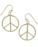 Gold Metal Peace Dangle Earrings