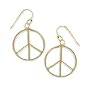 Gold Metal Peace Dangle Earrings