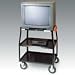 Electronics : Large steel monitor cart with power strip, 40w x 28d x 48h, black
