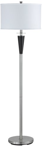 21dOoJOjPhL Brushed Steel with Hardback Drum Shade Floor Lamp