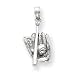 14k White Gold 3-D Baseball Glove Bat and Ball Pendant