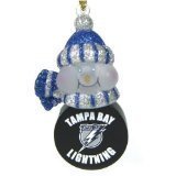 SC Sports Tampa Bay Lightning Light-Up Snowman Puck Ornament 3-Pack - Tampa Bay Lightning Set of 3