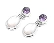 Mabe Pearl Earrings with Round Amethyst Crystals - 23 mm