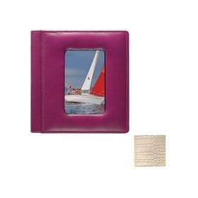 NILE BONE crocodile print leather #168 window album with fold-out pages by Raika - 4x6