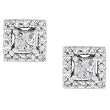 1/2ctw Princess and Round Cut Diamond Stud Earrings (HI/SI-I1) in 14k White Gold