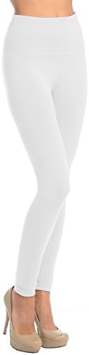 High Waisted Fleece Leggings (White, Plus)