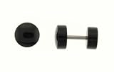 NEON BLACK ACRYLIC FAKE PLUG-16 GAUGE EAR WIRE - 7 MM IN DIAMETER - SOLD AS A PAIR