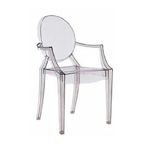 Louis Style Ghost Chair With Armrest Transparent Clear