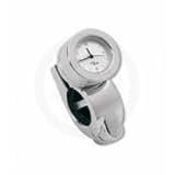 MOTORCYCLE - HANDLEBAR MOUNT CLOCK - CHROME - WHITE CLOCK FACE - FITS 7/8 to 1 HANDLEBARS