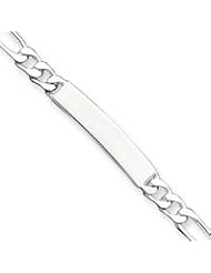 Sterling Silver Polished Engraveable Figaro Link ID Bracelet