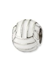 Sterling Silver Enameled Volleyball Charm for 3mm Charm Bracelets