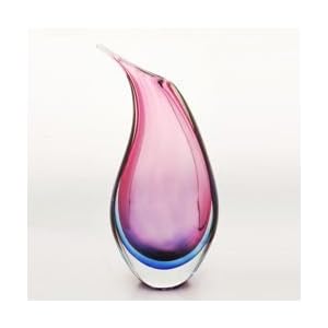 Hand Blown Purple Sommerso Teardrop Art Glass Vase 16