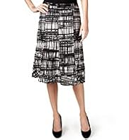 Per Una Pure Linen Crossboard Print Skirt with Belt