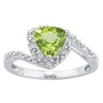 0.06 Ct Diamond & 2.60 Cts Peridot Ring in 14 K White Gold