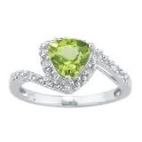 0.06 Ct Diamond and 2.60 Cts Peridot Ring in 14 K White Gold