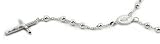 Italian Sterling Silver 4mm Crucifix Rosary Necklace 23''