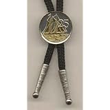 Cayman Islands 25 Cent �Sail Boat� Two Tone Coin Bolo Tie by J&J Coin Jewelry