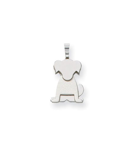 14k White Gold Solid Polished Puppy Dog Charm Pendant