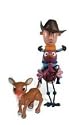 Rudolph the Red Nosed Reindeer Misfit Cowboy on Ostrich with Baby Rudolph with Light-up Nose Action Figure