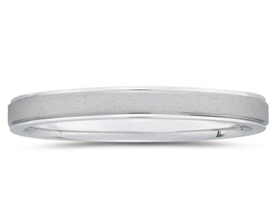 3 mm Brushed Center Comfort-Fit Women's Wedding Band in 14k White Gold
