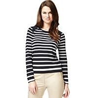 Autograph Cotton Rich Striped Jumper with Silk