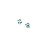 14K Yellow Gold Children's 3 MM Blue Zircon Earrings Studs