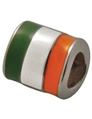 Genuine Zable (TM) Product. 925 Sterling Silver Ireland Flag Bead Charm. 100% Satisfaction Guaranteed.
