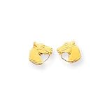 14k Gold Polished Horse Head Post Earrings