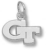 Georgia Tech Yellow Jackets Solid Sterling Silver ''GT'' 3/8'' Pendant