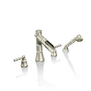 Moen Bamboo Collection Two Handle Roman Tub with Built -in hand shower diverter