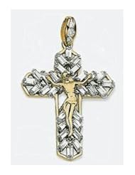 65mm X 40mm 14k Cubic Zirconia Crucifix Cross