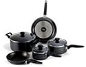 Mirro Get A Grip Aluminum Nonstick 10-Piece Cookware Set, Black