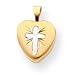 14k Two-Tone 9mm Childs Cross Heart Locket