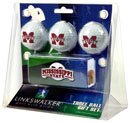 Mississippi State Bulldogs 3 Ball Gift Pack/Hat Clip