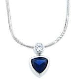 Sterling Silver Blue Triangle Pendant on Sterling Silver Snake Chain