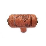 1-3/4 x 1-1/2 Wine Cork T- Knob - Cherry - with Gold Leaves Accents