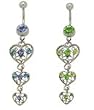 Valentine Hearts Belly Rings with Light Blue CZ